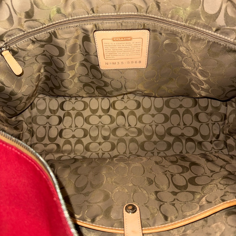 Coach Vintage Transatlantic XL Weekender Red Canvas and Leather 5968 - Picture 11 of 12